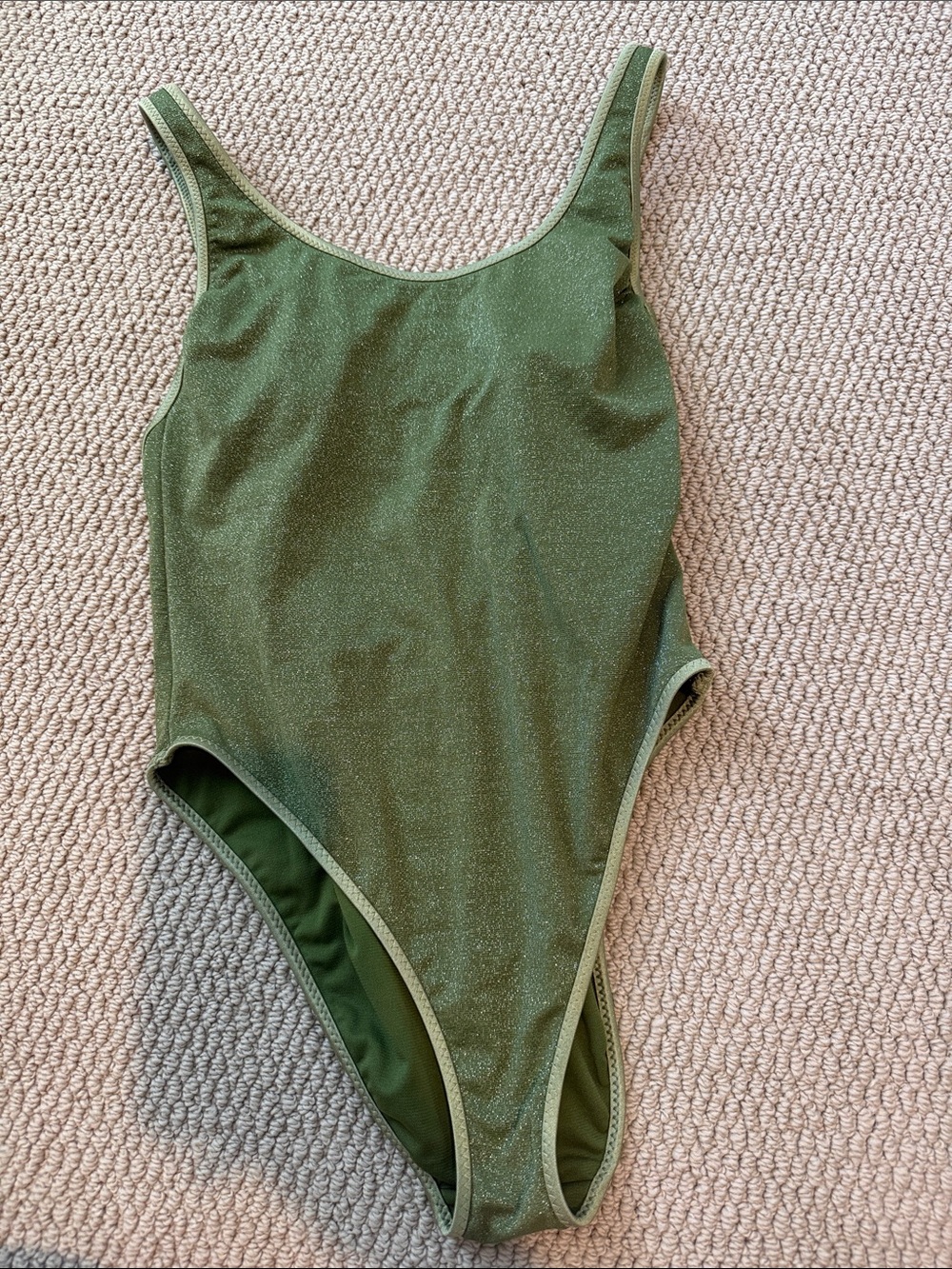 Olive Green Shimmer One-Piece Swimsuit - Sleek Classic Fit